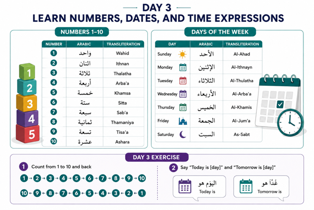 Day 3: Learn Numbers, Dates, and Time Expressions 